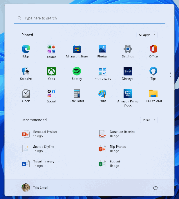 Folders on Start.