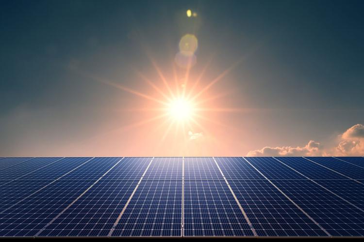 Solar panels on sunny days, Clean energy, and a good environment.