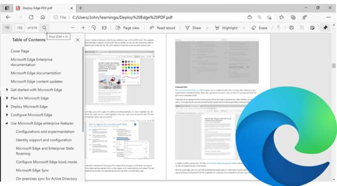 PDF reader in Microsoft Edge