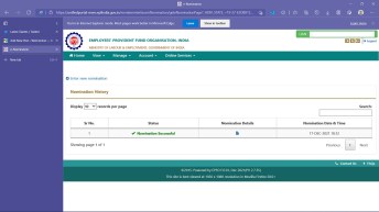 IE mode EPFO e-nomination success