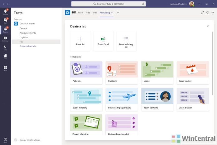 Lists app in Microsoft Teams