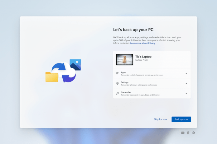 Configure your backup preferences in second-chance out of box experience (SCOOBE).