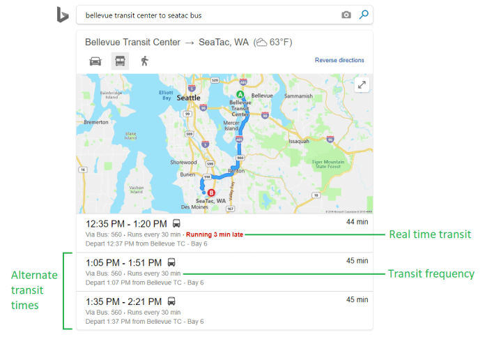 Bing Maps Transit Improvements