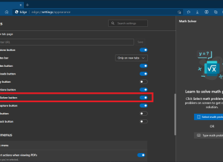 Math Solver in Microsoft Edge browser