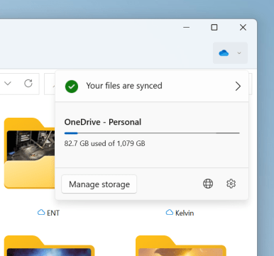 OneDrive storage as shown in File Explorer when navigating to OneDrive folders.