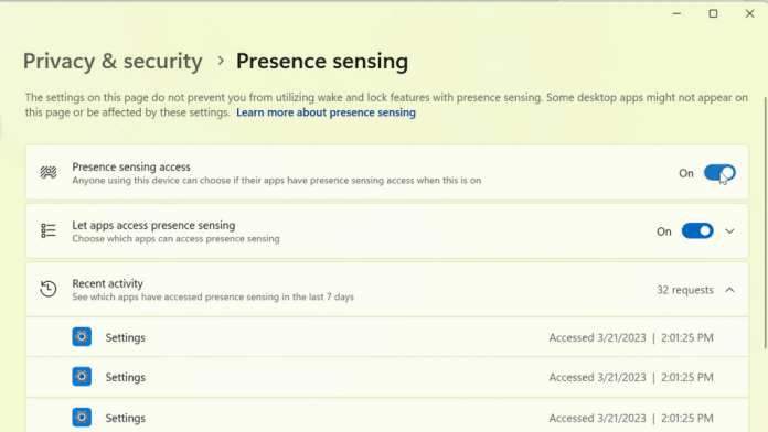 New presence sensor privacy settings under Settings if your device supports it.